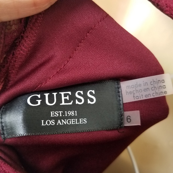 Guess Burgundy Red Lace Sweatheart Bodycon Dress 6 - Picture 7 of 7